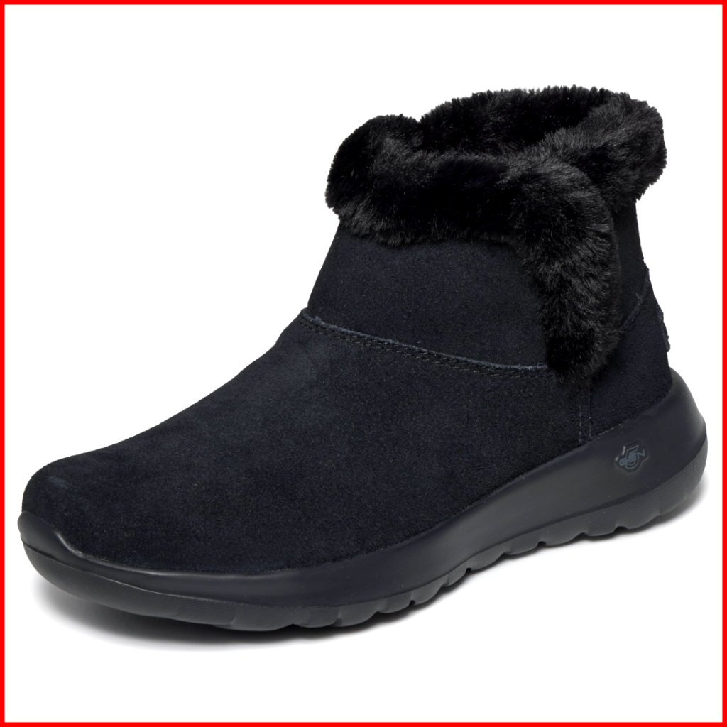 Women's Suede Ankle Boots With Faux Fur Trim Slip On Casual Comfort